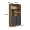 Ver imagem 3 de Armário Alto Escritório 2 Portas Nichos Office Marrom e Cinza