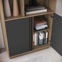 Ver imagem 6 de Armário Alto Escritório 2 Portas Nichos Office Marrom e Cinza