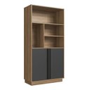 Ver imagem 2 de Armário Alto Escritório 2 Portas Nichos Office Marrom e Cinza