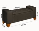 Ver imagem 6 de Recamier Baú Decorativo Berlin 1,50m Premium para Cama Casal Estilo Closet Estofado Cor Cinza