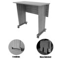 Ver imagem 4 de Mesa Escrivaninha Dobrável com Rodízio Amêndoa