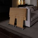 Ver imagem 2 de Mesa Escrivaninha Dobrável com Rodízio Amêndoa