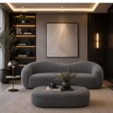 Ver imagem 1 de Kit Sofá + Puf Star 190 cm Orgânico 2 Lugares Sala Recepção:Cinza Escuro