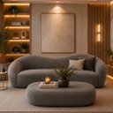 Ver imagem 2 de Kit Sofá + Puf Star 190 cm Orgânico 2 Lugares Sala Recepção:Cinza Escuro
