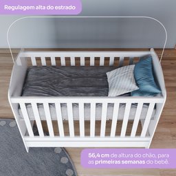 Quarto de Bebê com Guarda-Roupa 3 Portas Cômoda e Berço Faz de Conta Espresso Móveis - 10