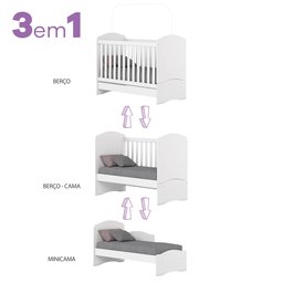Quarto de Bebê com Guarda-Roupa 3 Portas Cômoda e Berço Faz de Conta Espresso Móveis - 5