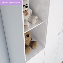 Quarto de Bebê com Guarda-Roupa 3 Portas Cômoda e Berço Faz de Conta Espresso Móveis - 17
