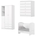Ver imagem 2 de Quarto de Bebê com Guarda-Roupa 3 Portas Cômoda e Berço Faz de Conta Espresso Móveis Branco