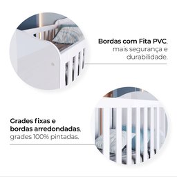 Quarto de Bebê com Guarda-Roupa 3 Portas Cômoda e Berço Faz de Conta Espresso Móveis - 18