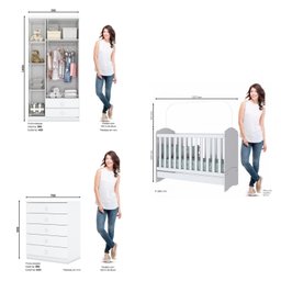 Quarto de Bebê com Guarda-Roupa 3 Portas Cômoda e Berço Faz de Conta Espresso Móveis - 3