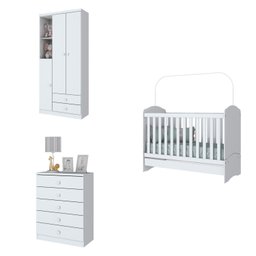 Quarto de Bebê com Guarda-Roupa 3 Portas Cômoda e Berço Faz de Conta Espresso Móveis - 2