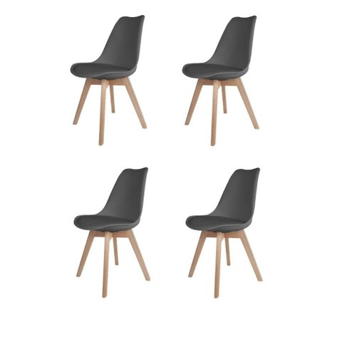 Kit 4 Cadeiras Saarinen Polipropileno Sala de Jantar Base Wood Cinza