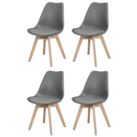 Kit 4 Cadeiras Saarinen Polipropileno Sala de Jantar Base Wood Cinza