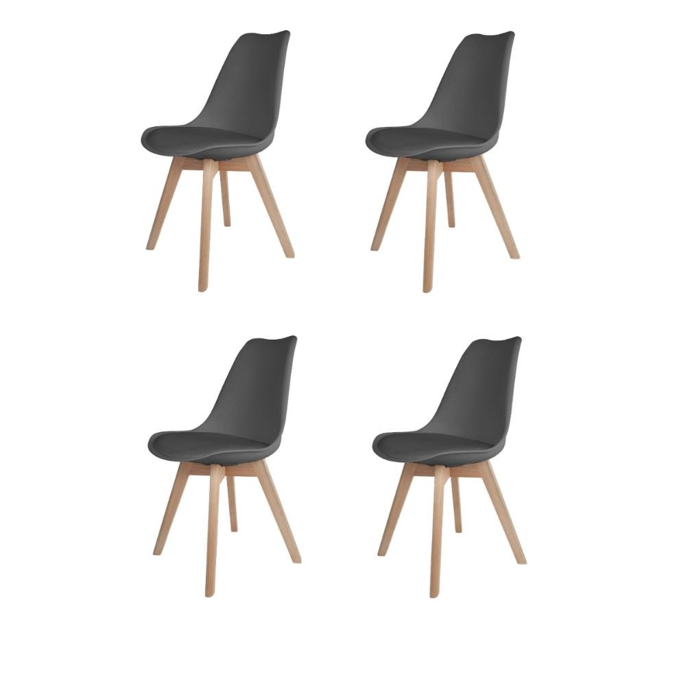 Kit 4 Cadeiras Saarinen Empório Tiffany Wood Cinza