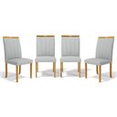 Ver imagem 1 de Kit com 4 Cadeiras Aurora Madeira Maciça Estofadas para Mesa de Jantar Linho Cinza 407