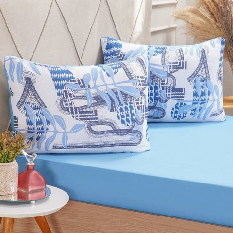 Jogo de Cama Casal Dreams Malha 100% Algodão 138x188x30cm Azul