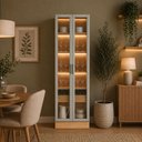 Ver imagem 6 de Cristaleira para Sala de Jantar 2 Portas de Vidro com Led Fascínio L05 Jequitibá Gris Fosco - Lyam