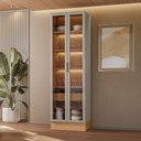 Ver imagem 7 de Cristaleira para Sala de Jantar 2 Portas de Vidro com Led Fascínio L05 Jequitibá Gris Fosco - Lyam