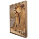 Ver imagem 4 de Quadro Decorativo Leoa e Seu Filhote em Moldura Caixa Tacolado Moldura Trad 1cm Madeira Escura com V