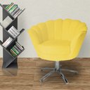 Ver imagem 1 de Poltrona Para Sala de Estar Com Base Giratória de Metal Pétala Suede Amarelo - LM DECOR