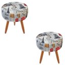 Ver imagem 1 de Combo 2 Puffs decorativos redondo pé palito-Suede Paris vermelho