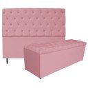 Ver imagem 1 de Kit Cabeceira e Calçadeira 160cm Rosa Bebê