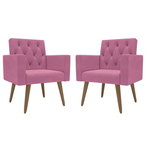 Kit 2 Poltronas Capitone Confortável para Sala Recepção Rose