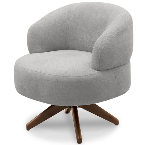 Poltrona Decorativa Giratória Sala de Estar Living Seven F04 Bouclê Cinza - Lyam Decor