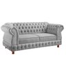 Sofá Chesterfield Moscatto 3 Lugares Via Encanto Linho Cinza Claro - 1