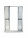 Ver imagem 1 de Porta Balcão 6 Folhas Aluminio Branco com Fechadura 2,10x2,00 Linha 25