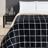 Coberdrom Cobertor Brooklyn Queen Sherpa Manta Flannel Quadriculado - Preto - 1