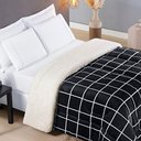 Ver imagem 3 de Coberdrom Cobertor Brooklyn Queen Sherpa Manta Flannel Quadriculado - Preto