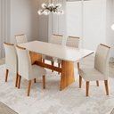 Ver imagem 1 de Conjunto de Sala de Jantar 6 Lugares Tampo de MDP Atria Yescasa Bege/Mel/Blonde
