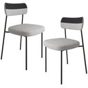 Ver imagem 1 de Kit 02 Cadeiras Decorativas Estofada Sala de Jantar Melina F01 Linho Cinza Couríssimo Preto - Lyam