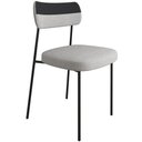 Ver imagem 3 de Kit 02 Cadeiras Decorativas Estofada Sala de Jantar Melina F01 Linho Cinza Couríssimo Preto - Lyam
