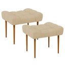 Ver imagem 1 de Kit 02 Puffs Decorativo Para Sala De Estar Requinte L02 Linho Bege Escuro - Lyam Decor