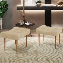 Ver imagem 2 de Kit 02 Puffs Decorativo Para Sala De Estar Requinte L02 Linho Bege Escuro - Lyam Decor