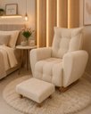 Ver imagem 2 de Poltrona de Amamentação Balanço com Puff Jade em Boucle Conforto Elegância e Aconchego Bege Claro