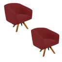 Ver imagem 2 de Poltrona Sala Decorativa Kit 2 Stella Base de Madeira Giratória Mm30 Veludo Marsala D03 - D’Rossi