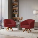 Ver imagem 1 de Poltrona Sala Decorativa Kit 2 Stella Base de Madeira Giratória Mm30 Veludo Marsala D03 - D’Rossi