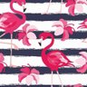 Papel De Parede Adesivo Flamingos Rosa Com Listras Fundo - 1