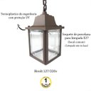 Ver imagem 3 de 13 Pendente Externo E27 Pergolado Marrom Colonial Teto Varanda Alz15