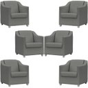 Ver imagem 1 de Kit 6 Poltronas Decorativa para Sala Recepção Manicure Cadeira Reforçada Mila Corino Pés Cromado