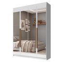 Ver imagem 2 de Guarda-Roupa Solteiro 4 Portas Batentes com Espelhos Branco/Branco/Rustic Venus Madesa