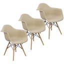 Ver imagem 1 de Kit 3 Cadeiras Charles Eames Eiffel com Braço Preta Branca Bege Outras