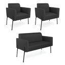 Ver imagem 1 de Sofá Namoradeira e 2 Poltronas Pé de Ferro Preto Marisa Corino D03 - D'Rossi Cor Preto