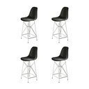 Ver imagem 1 de Kit 4 Banquetas Bistrô Alta Eames Preta Base Ferro Branco - Cor: Preto