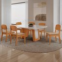 Ver imagem 4 de Mesa de Jantar Carolina 180cm Tampo MDF Vidro Canto Copo com 6 Cadeiras Copper