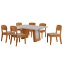 Ver imagem 1 de Mesa de Jantar Carolina 180cm Tampo MDF Vidro Canto Copo com 6 Cadeiras Copper