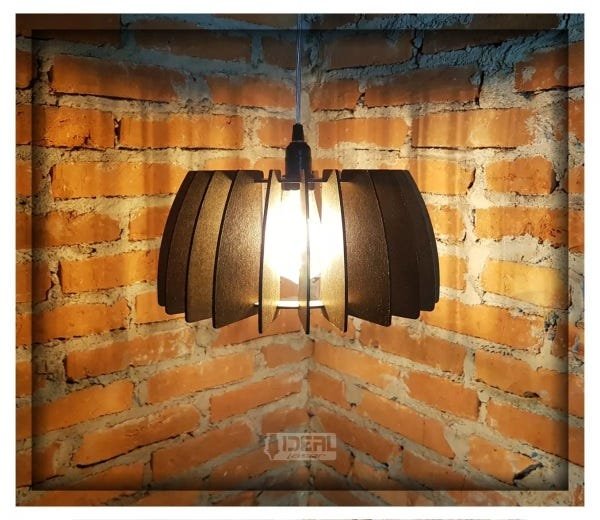 Lustre Luminária Pendente Rústico Madeira Mdf 15x32cm LM028pd - 4